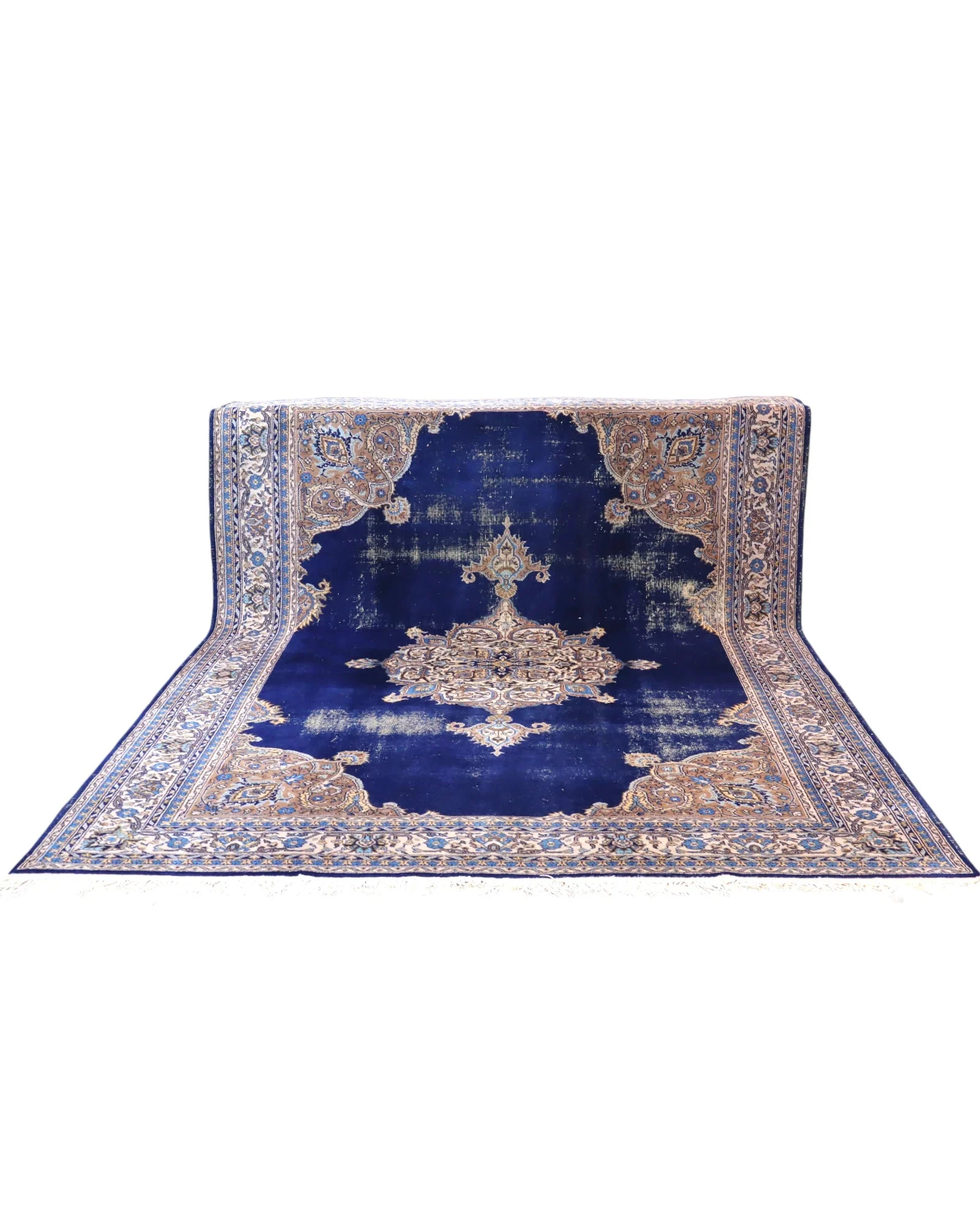 Hand-Knotted Wool Kerman Persian Rug, 348 × 254 cm