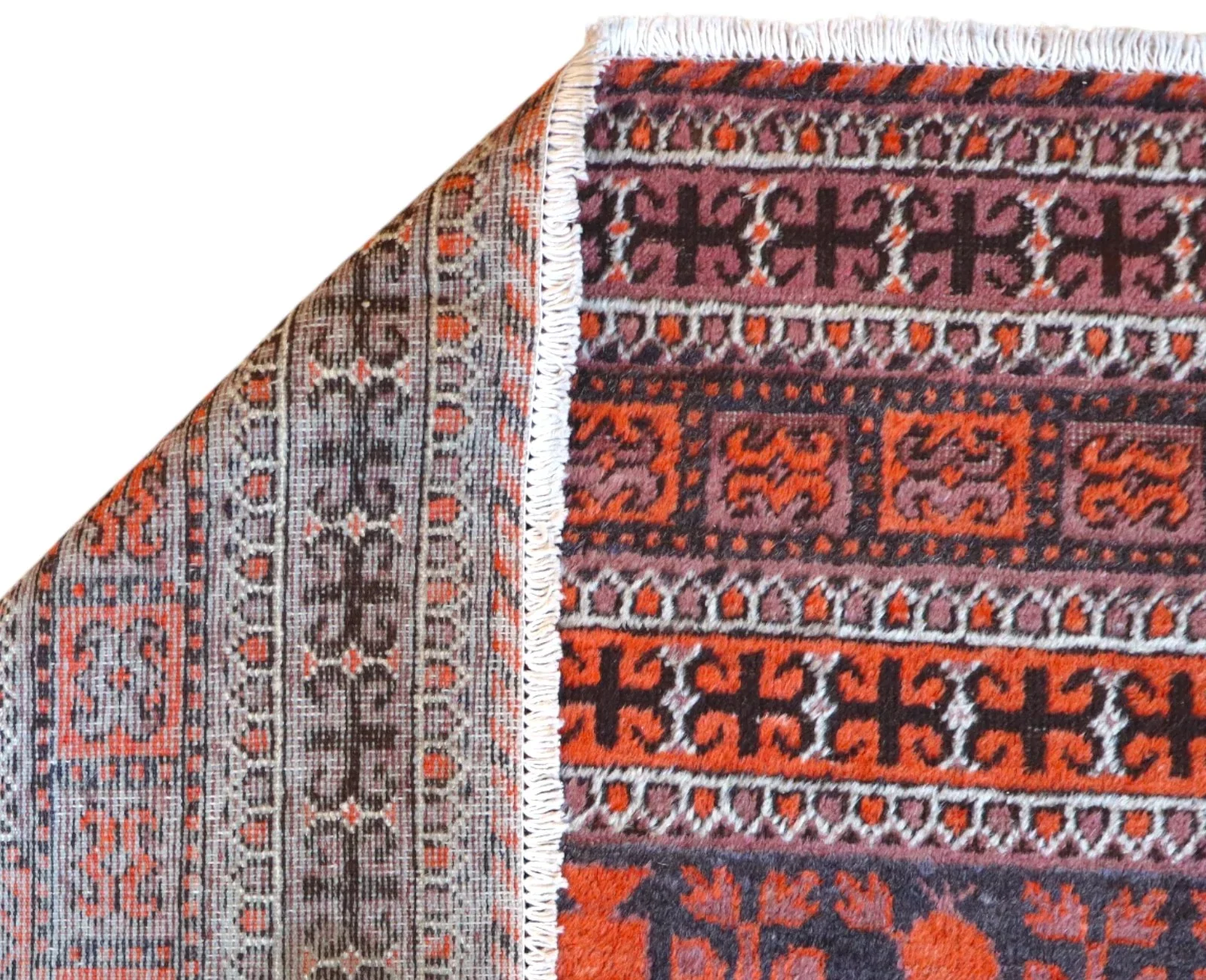 Baluch Persian Rug — hand-knotted, 376 × 191 cm, Wool