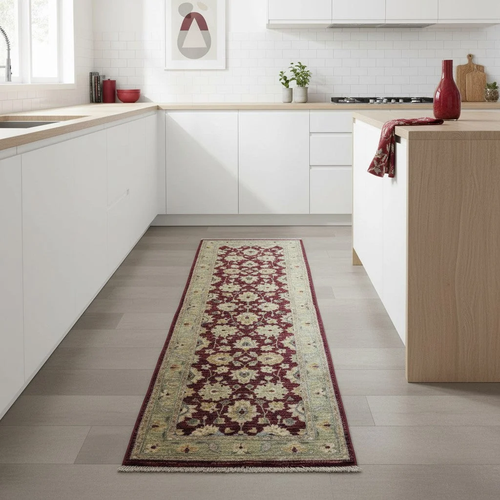 Hand-Knotted Wool Farahan Afghan Rug, 250 × 80 cm