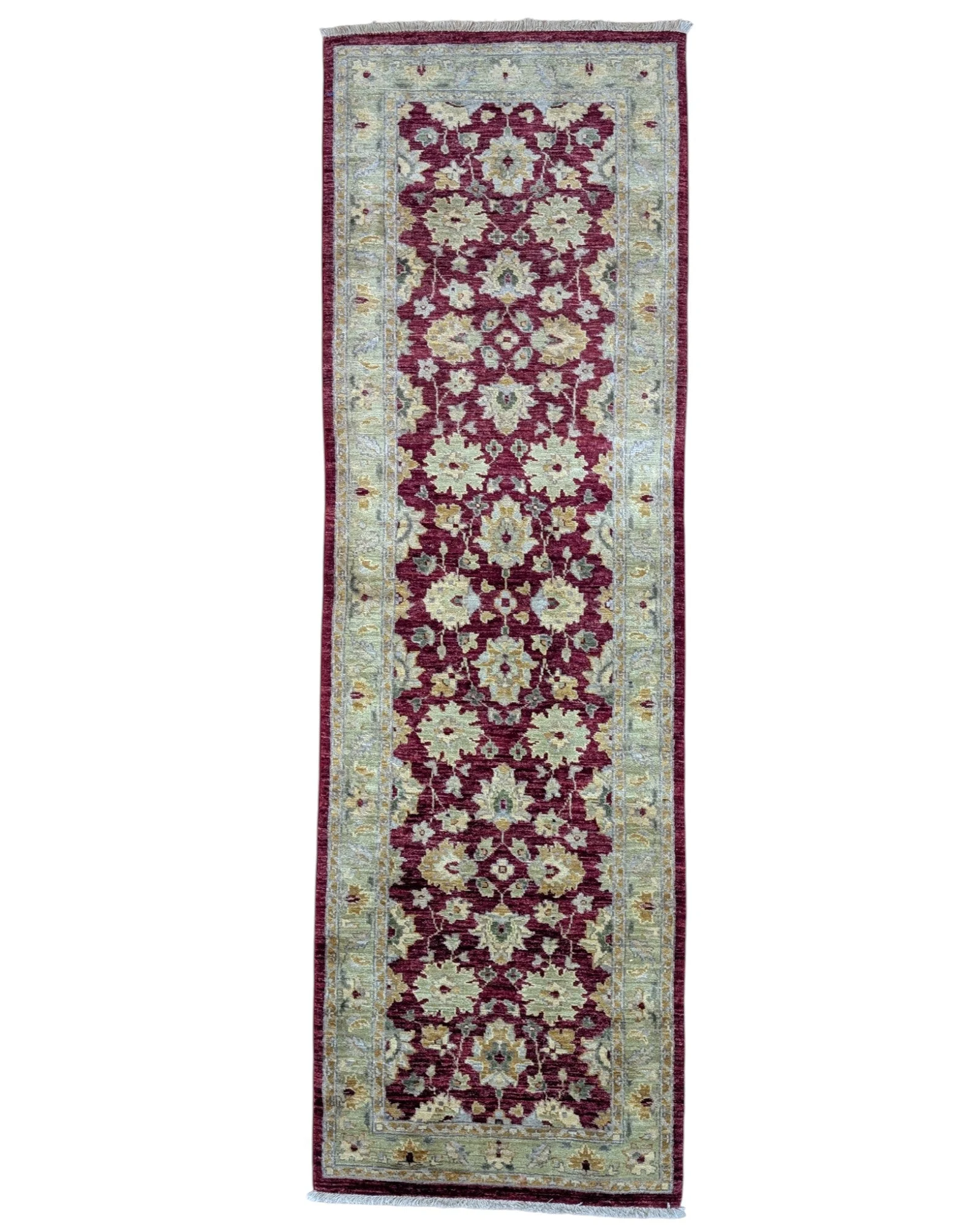 Hand-Knotted Wool Farahan Afghan Rug, 250 × 80 cm