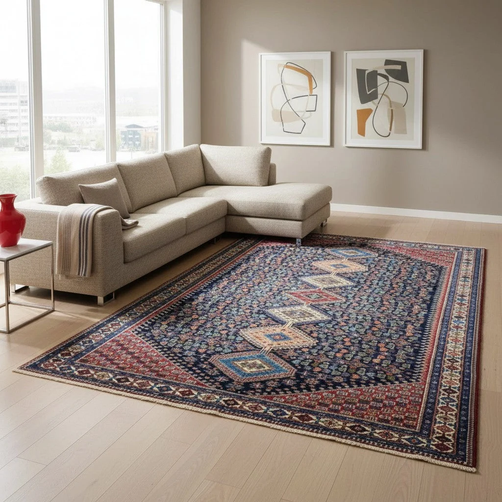 Hand-Knotted Wool Persian Rug, 346 × 265 cm