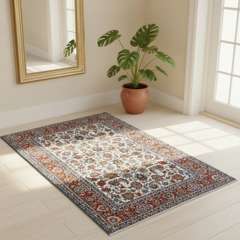 Hand-Knotted Wool Isfahan Persian Rug, 182 × 124 cm