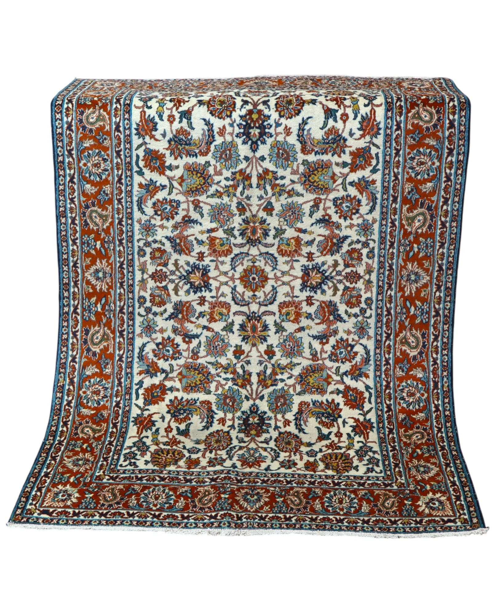 Hand-Knotted Wool Isfahan Persian Rug, 182 × 124 cm