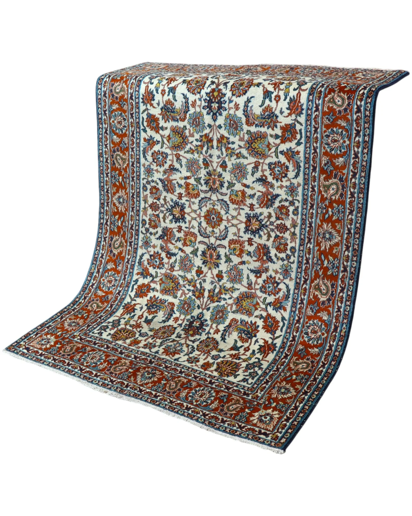 Hand-Knotted Wool Isfahan Persian Rug, 182 × 124 cm