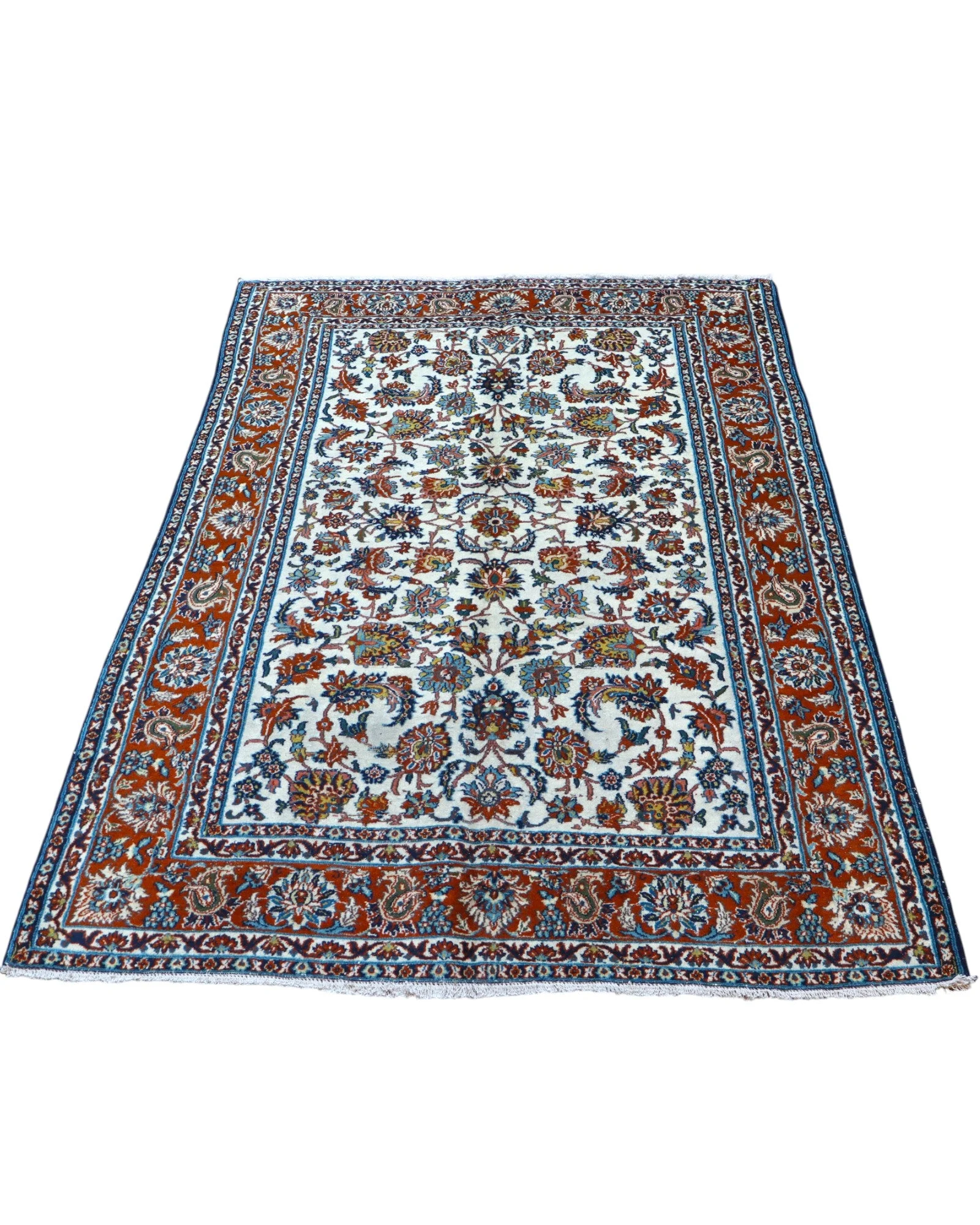 Hand-Knotted Wool Isfahan Persian Rug, 182 × 124 cm