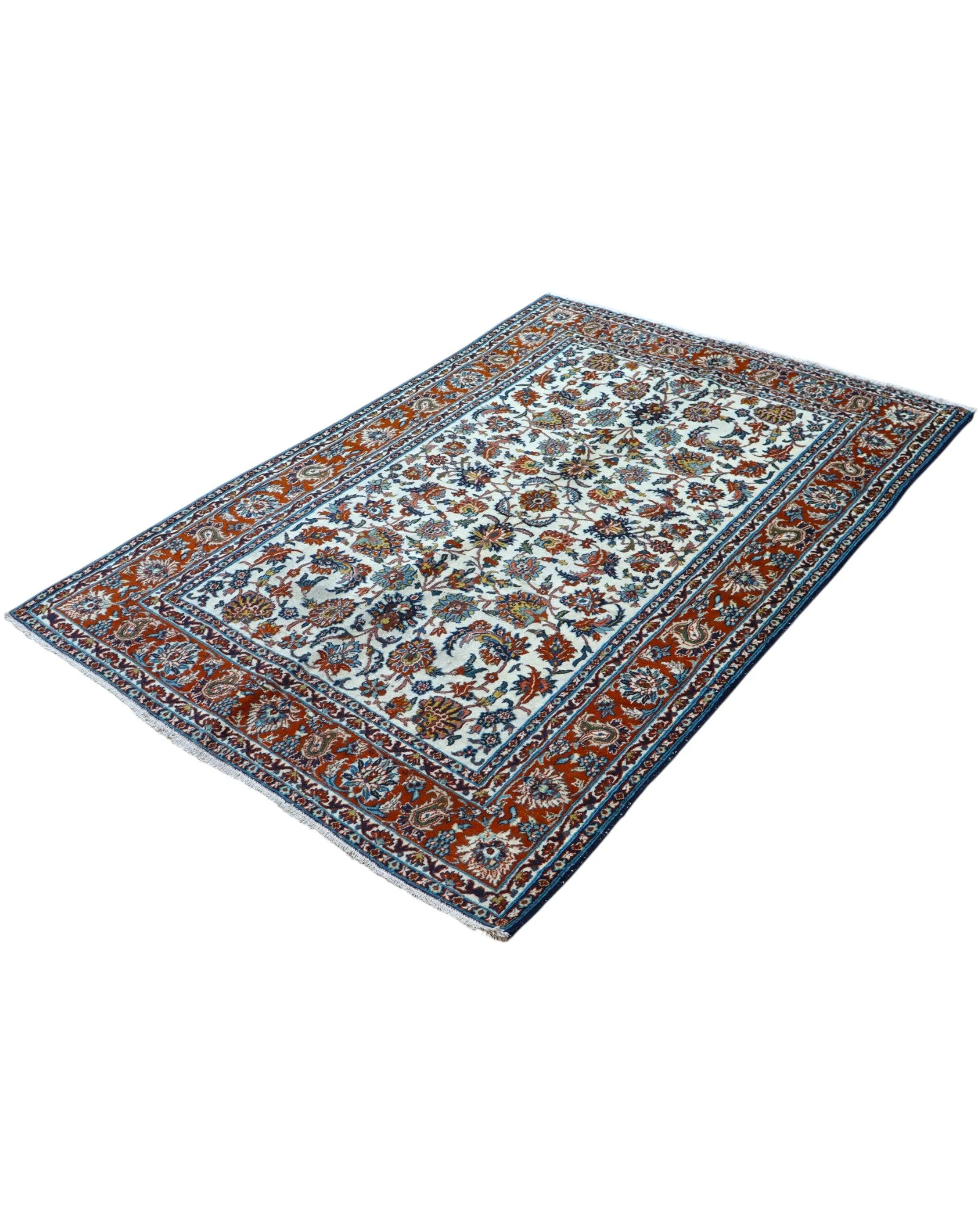Hand-Knotted Wool Isfahan Persian Rug, 182 × 124 cm