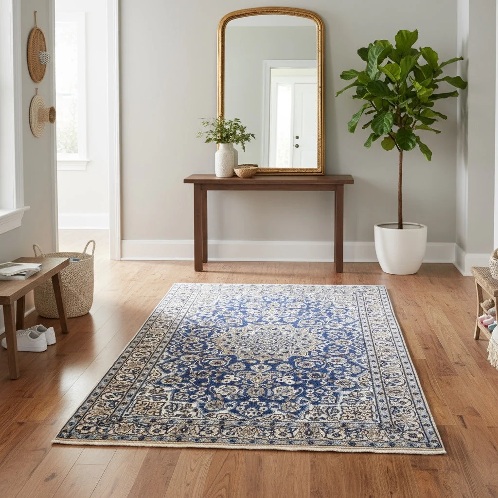 Nain Persian Rug — hand-knotted, 201 × 118 cm, Wool & Silk