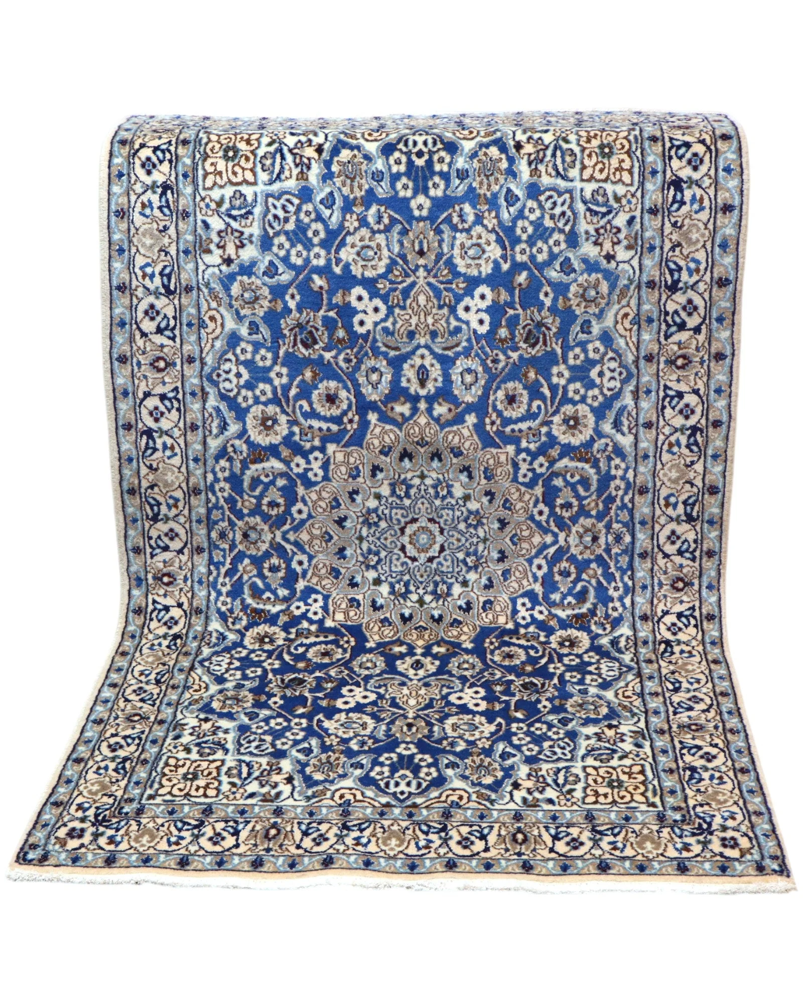 Nain Persian Rug — hand-knotted, 201 × 118 cm, Wool & Silk