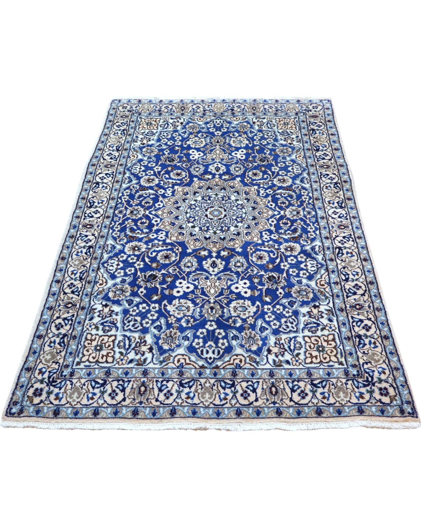 Nain Persian Rug — hand-knotted, 201 × 118 cm, Wool & Silk