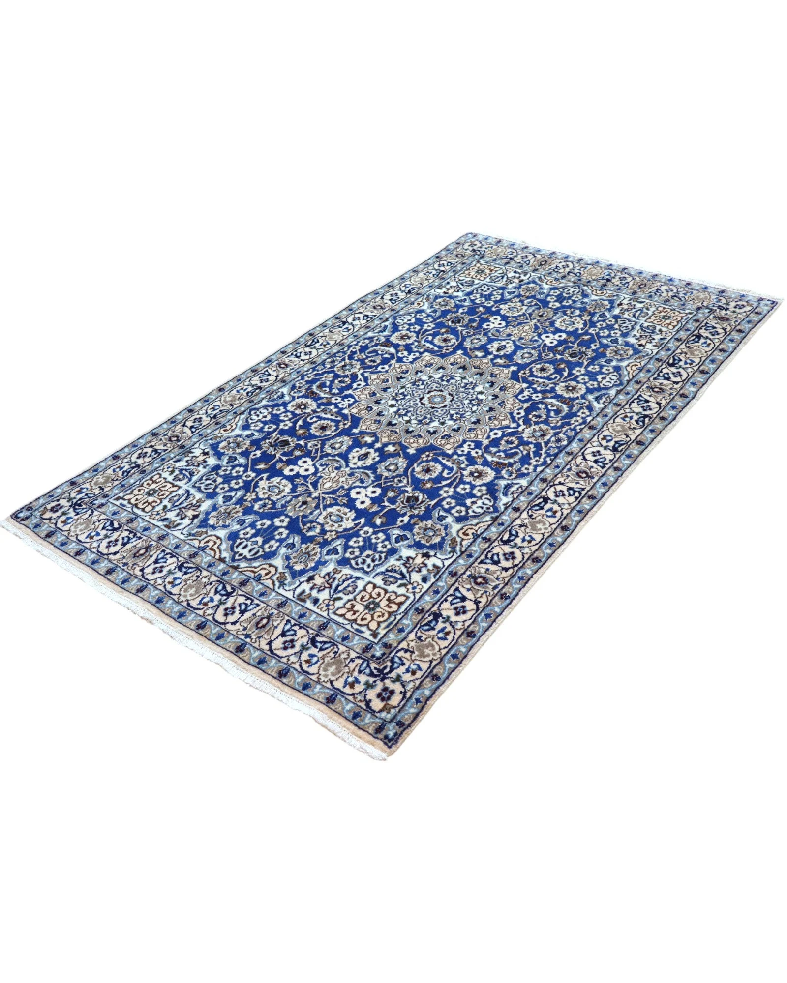 Nain Persian Rug — hand-knotted, 201 × 118 cm, Wool & Silk