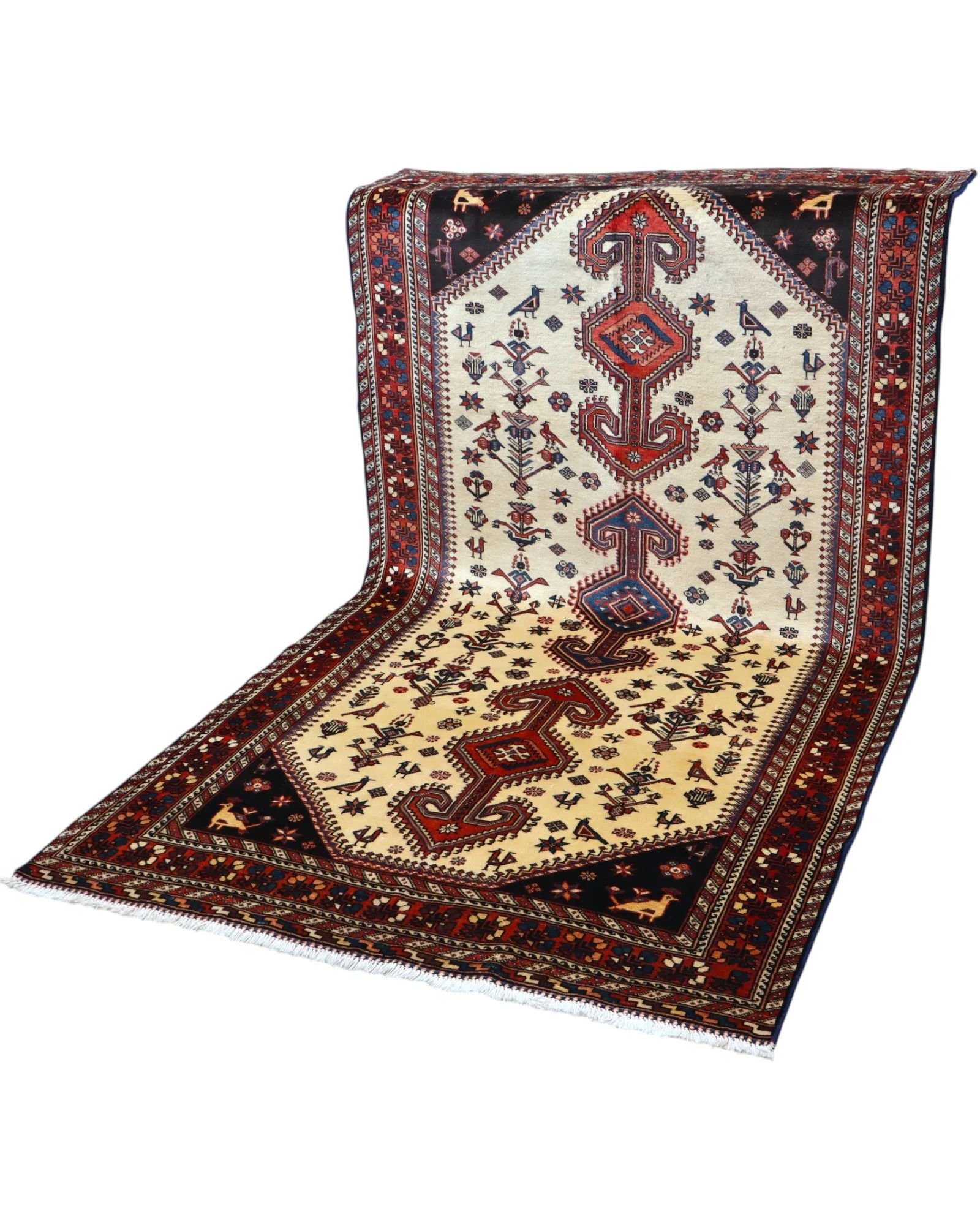 Hand-Knotted Wool Persian Rug, 241 × 135 cm