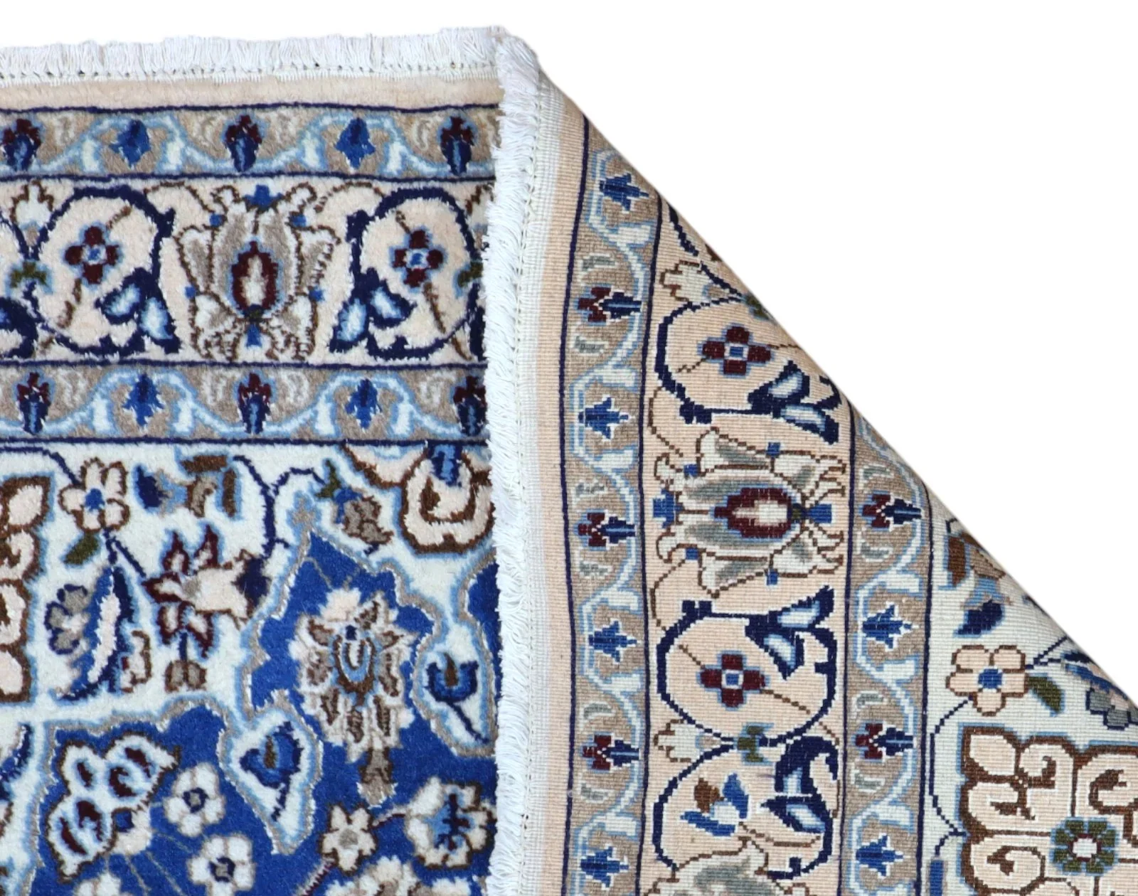 Nain Persian Rug — hand-knotted, 201 × 118 cm, Wool & Silk