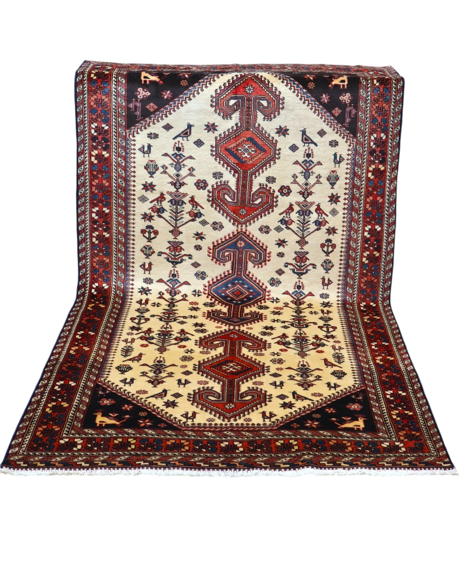 Hand-Knotted Wool Persian Rug, 241 × 135 cm