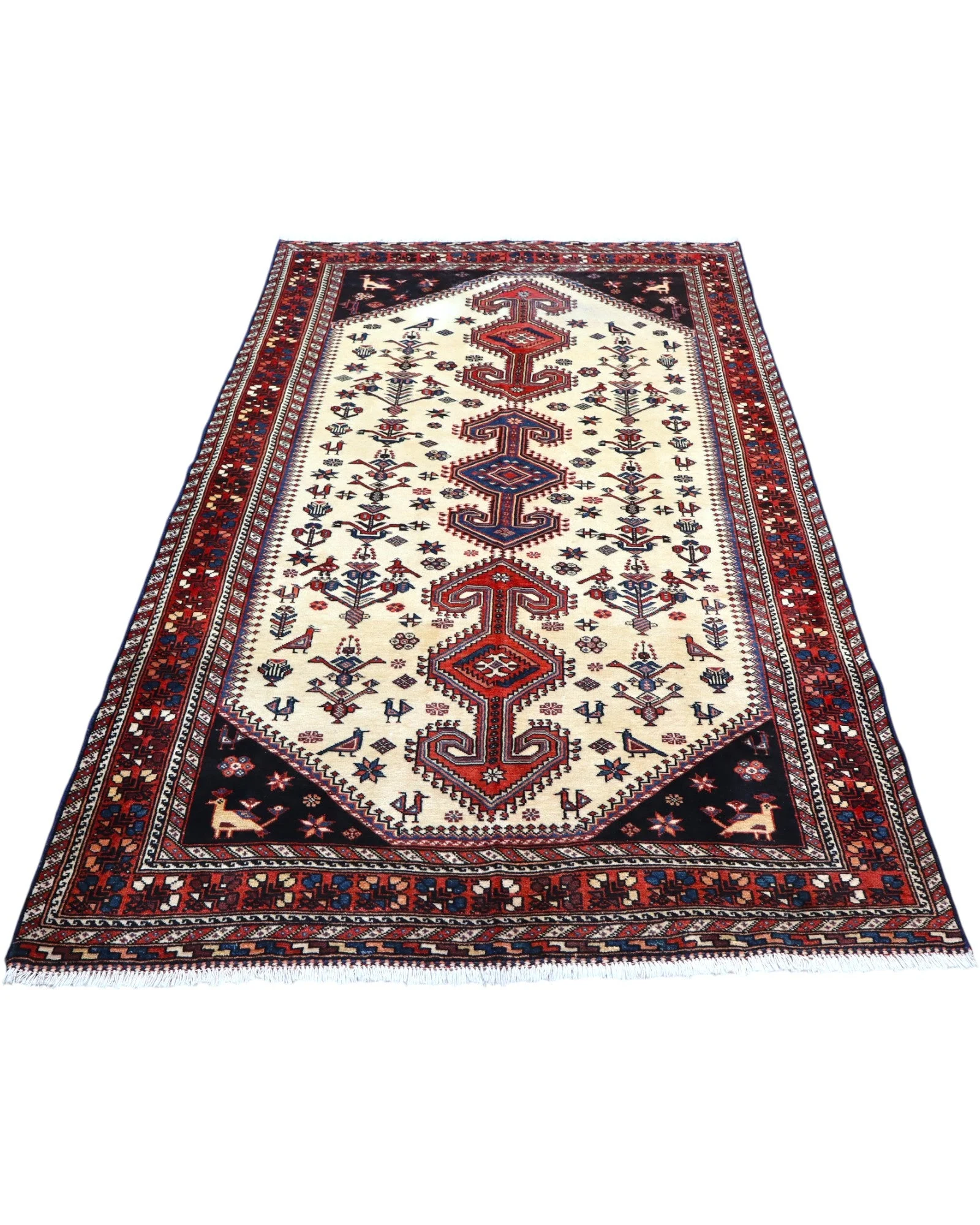 Hand-Knotted Wool Persian Rug, 241 × 135 cm