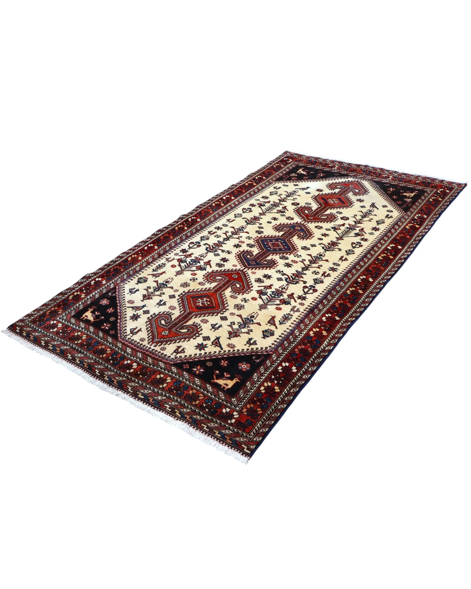 Hand-Knotted Wool Persian Rug, 241 × 135 cm