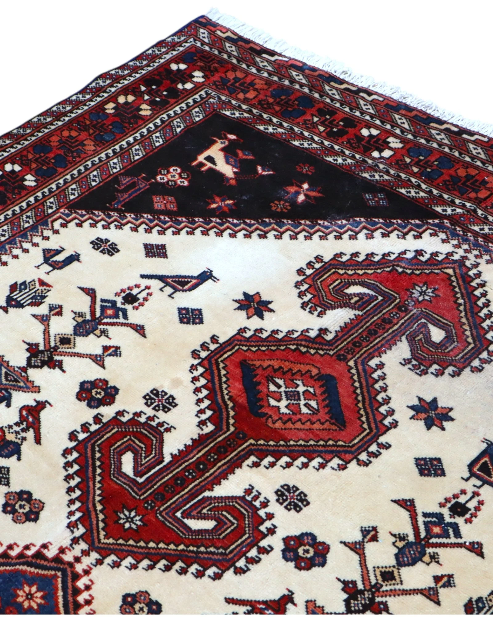 Hand-Knotted Wool Persian Rug, 241 × 135 cm