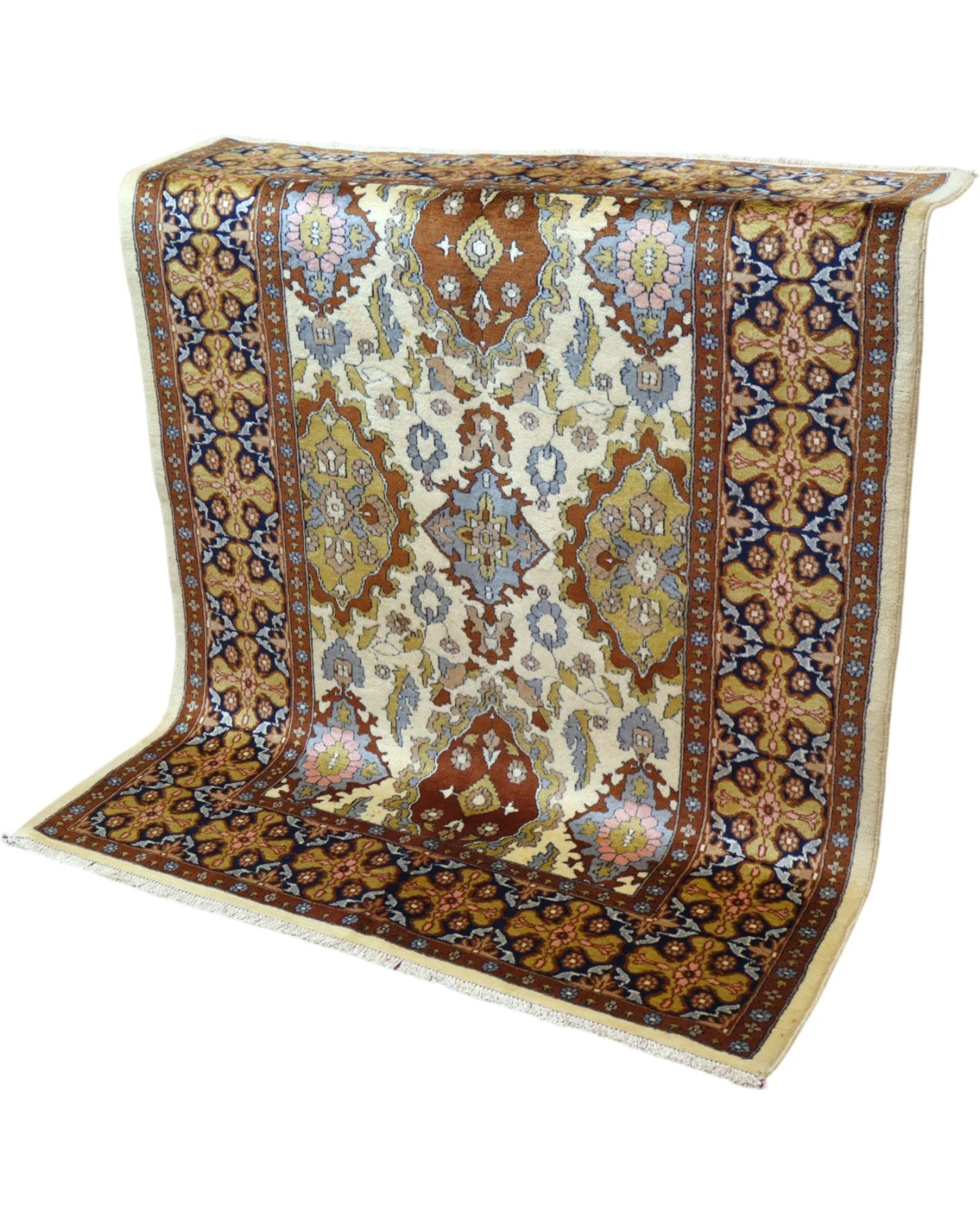 Hand-Knotted Wool & Silk Kashmir Oriental Rug, 159 × 130 cm