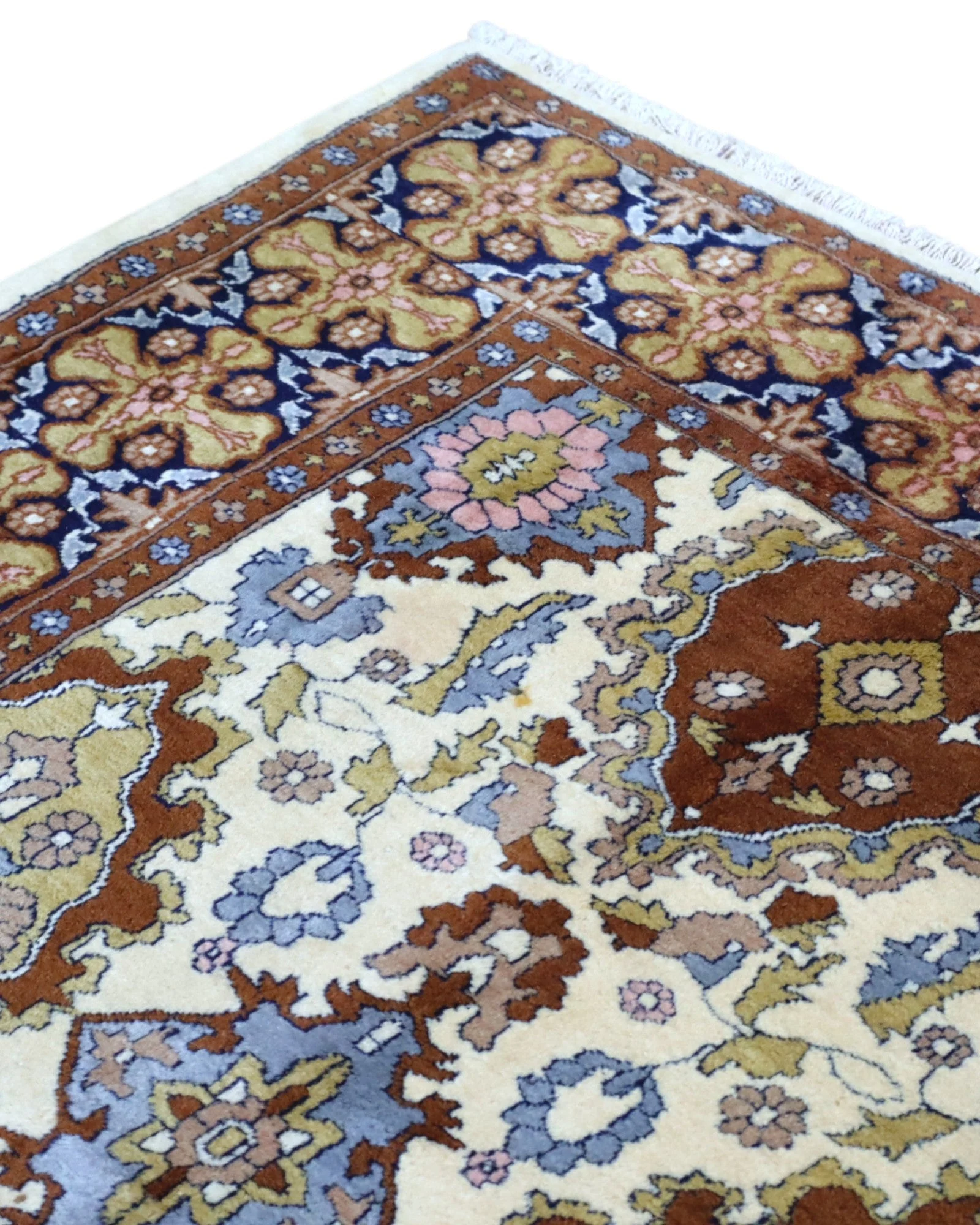 Hand-Knotted Wool & Silk Kashmir Oriental Rug, 159 × 130 cm