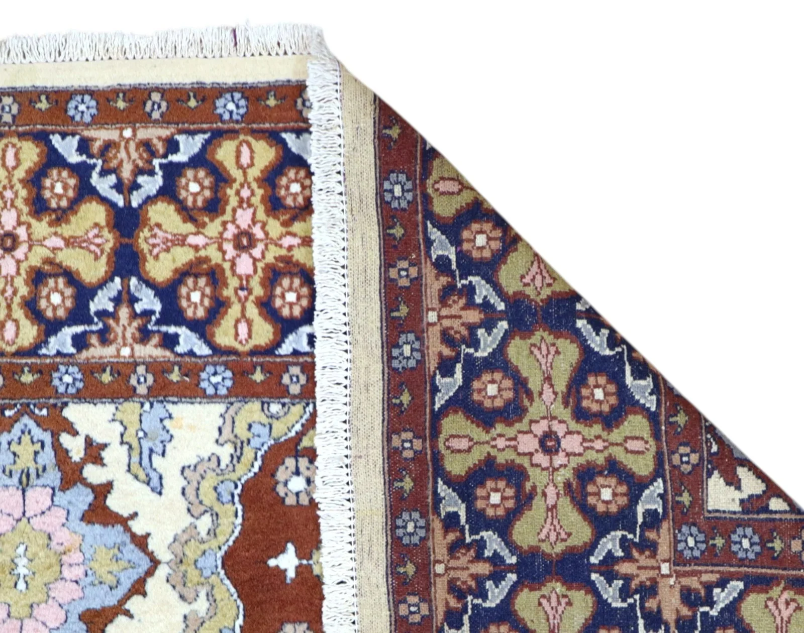 Hand-Knotted Wool & Silk Kashmir Oriental Rug, 159 × 130 cm