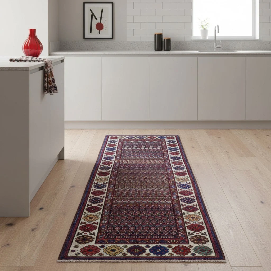 Hand-Knotted Wool Bakhtiari Persian Rug, 267 × 90 cm