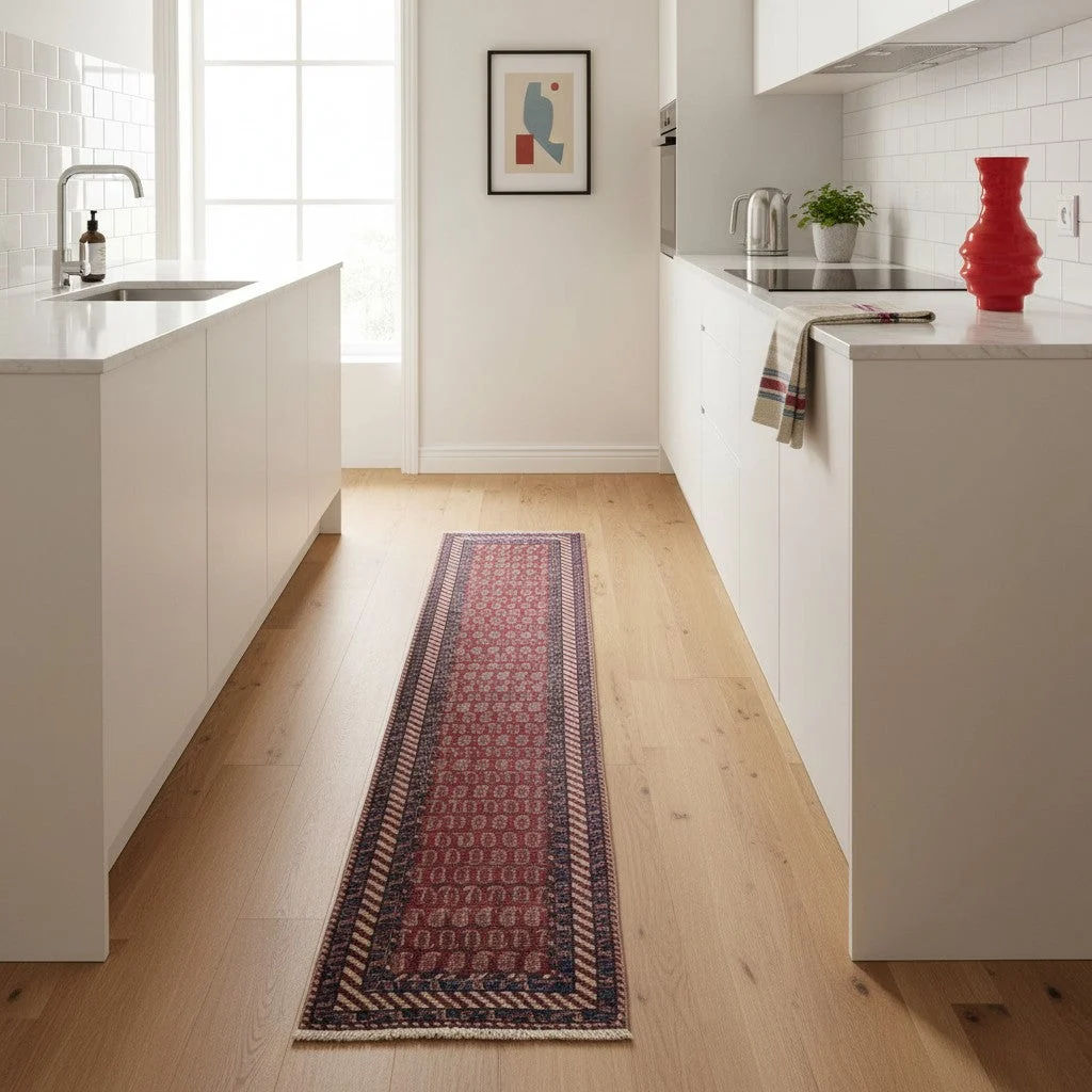 Hand-Knotted Wool Bakhtiari Persian Rug, 322 × 85 cm