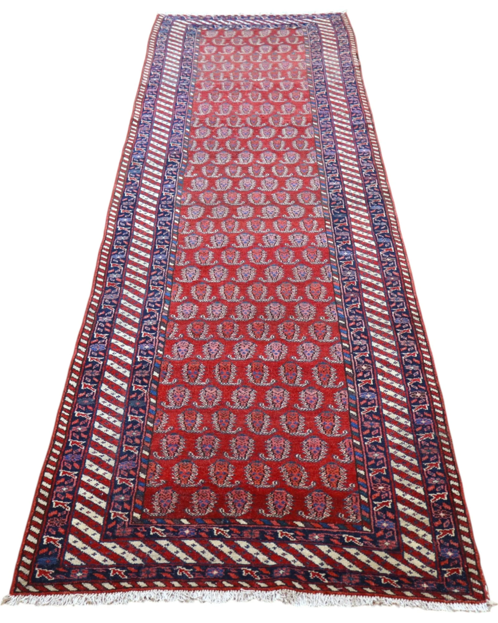 Hand-Knotted Wool Bakhtiari Persian Rug, 322 × 85 cm