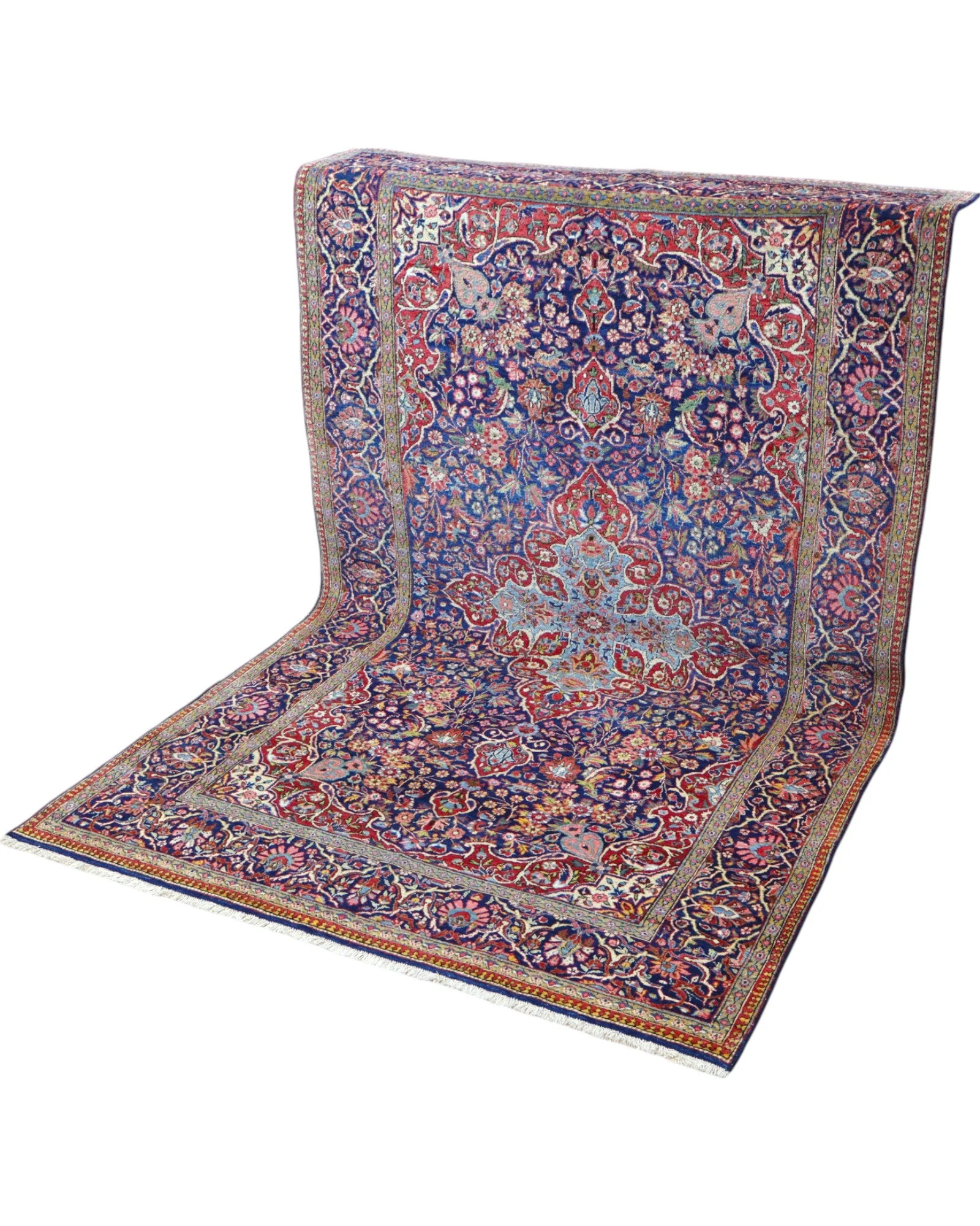 Hand-Knotted Wool Kashan Persian Rug, 212 × 133 cm