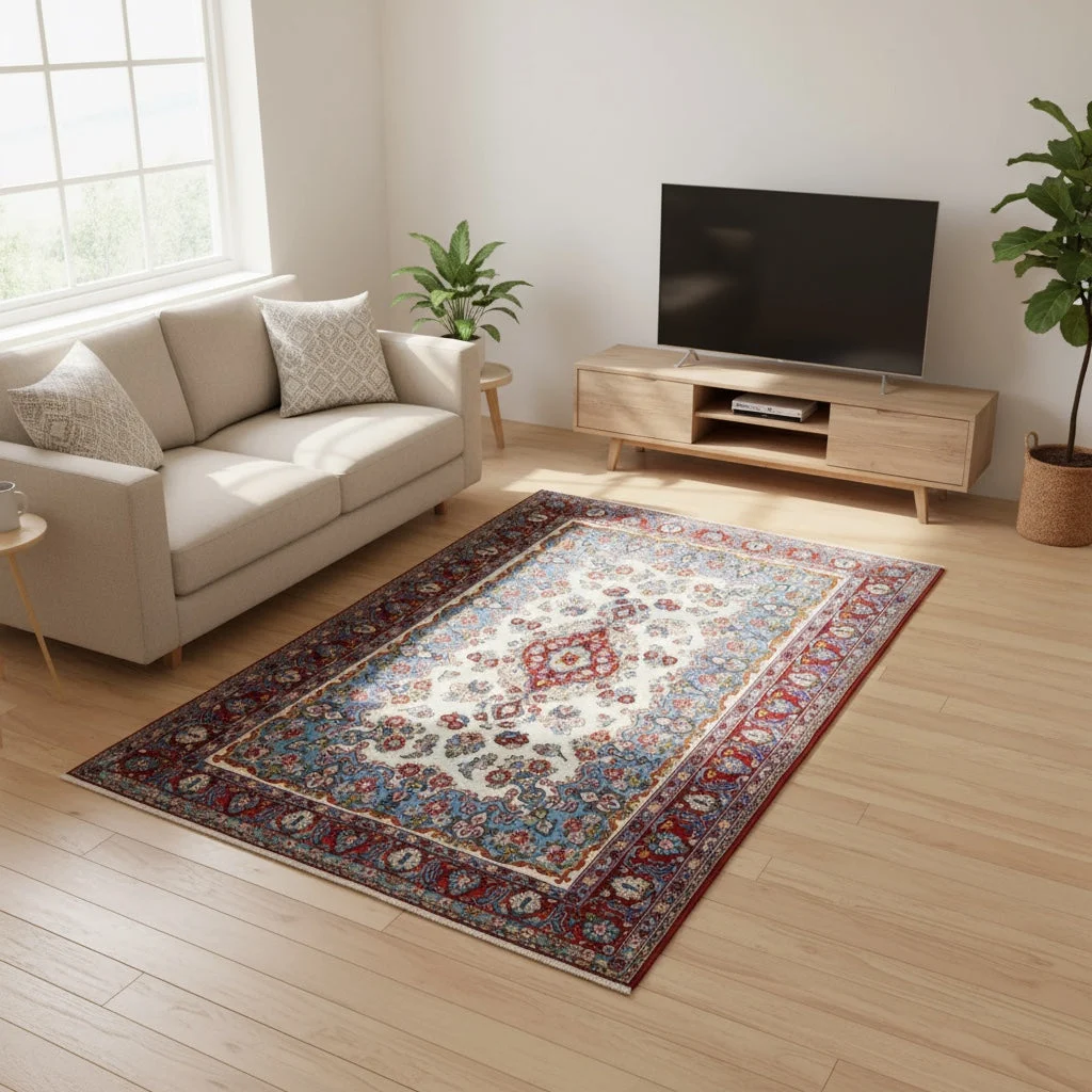 Hand-Knotted Wool Kashan Persian Rug, 227 × 140 cm