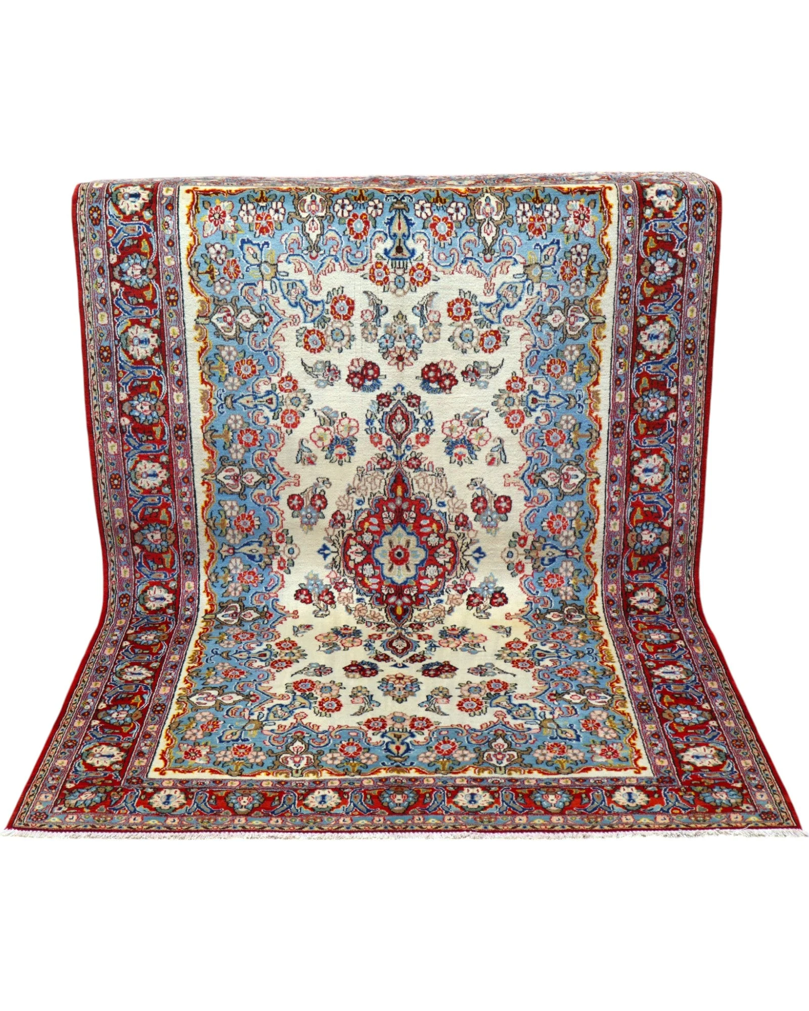 Hand-Knotted Wool Kashan Persian Rug, 227 × 140 cm