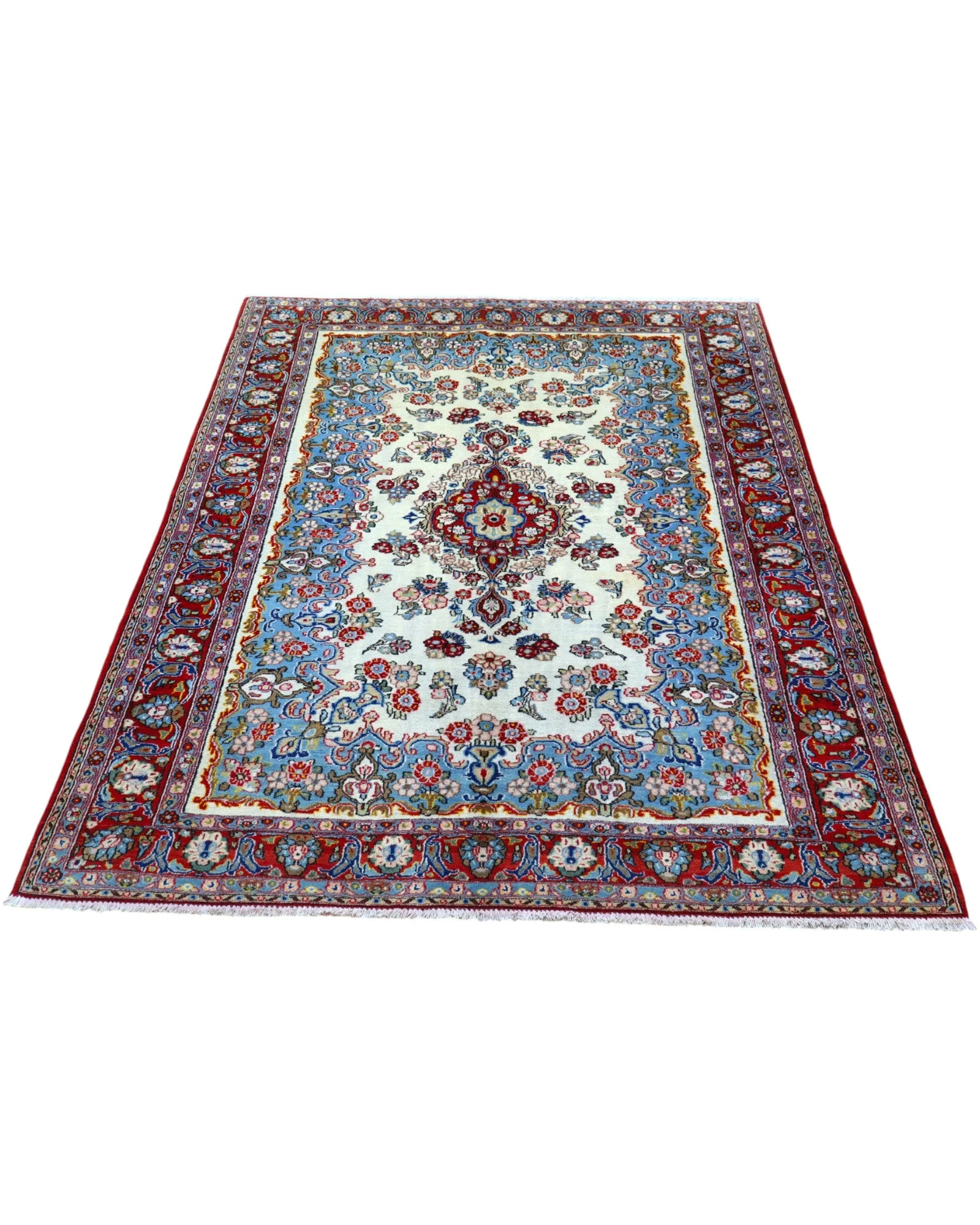 Hand-Knotted Wool Kashan Persian Rug, 227 × 140 cm