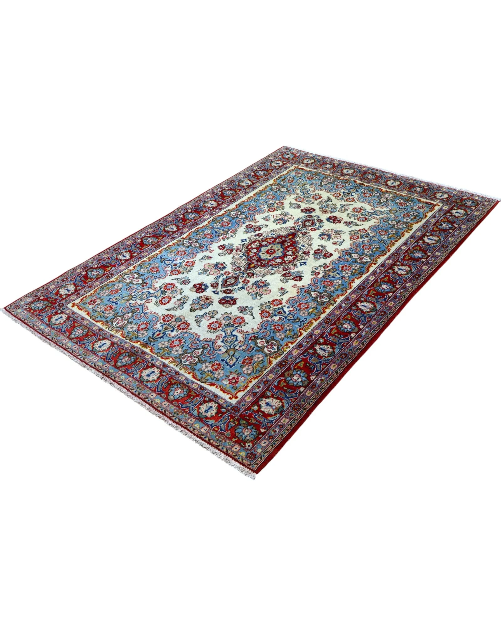 Hand-Knotted Wool Kashan Persian Rug, 227 × 140 cm