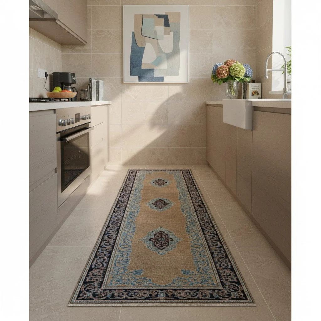 Kerman Persian Rug — hand-knotted, 297 × 74 cm, Wool