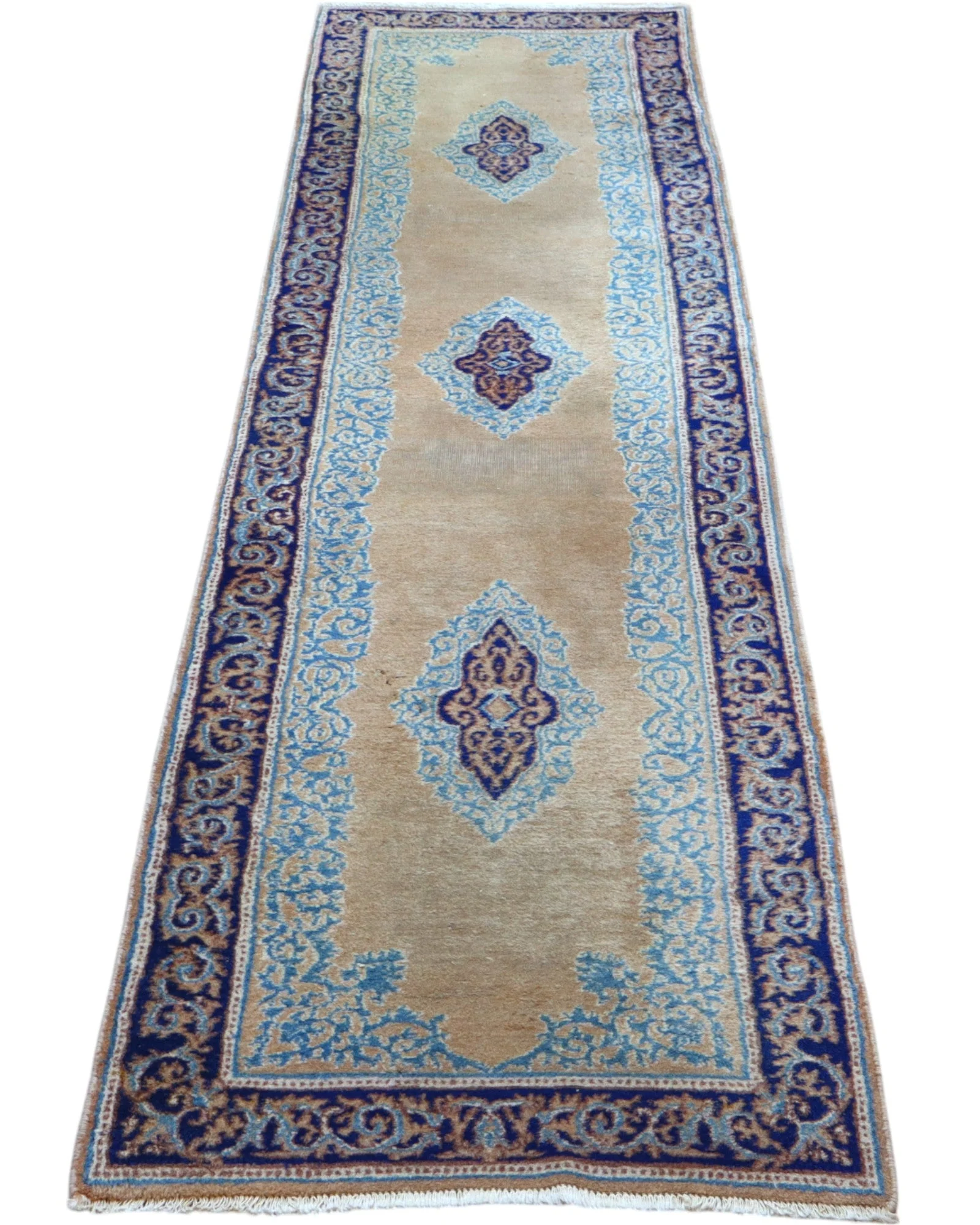 Kerman Persian Rug — hand-knotted, 297 × 74 cm, Wool