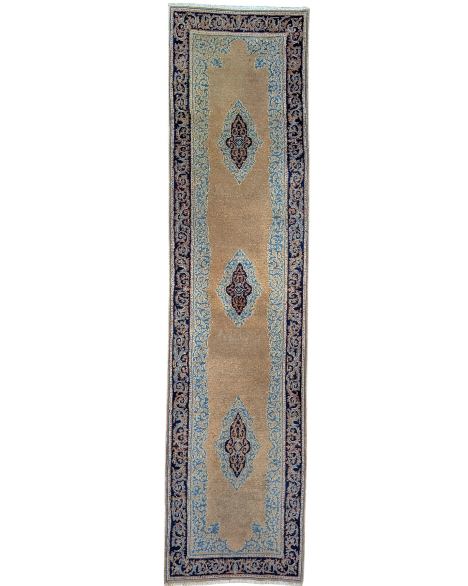 Kerman Persian Rug — hand-knotted, 297 × 74 cm, Wool