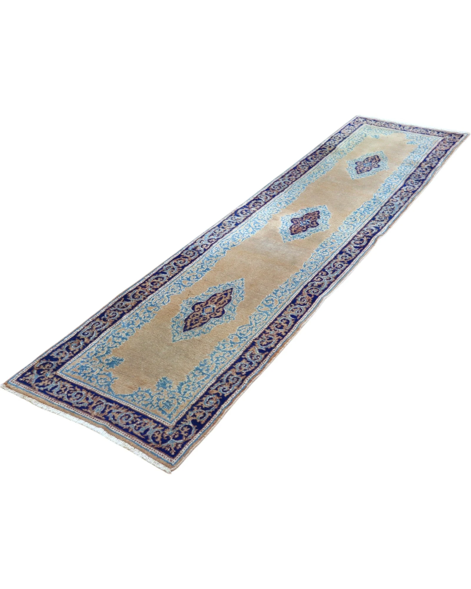 Kerman Persian Rug — hand-knotted, 297 × 74 cm, Wool