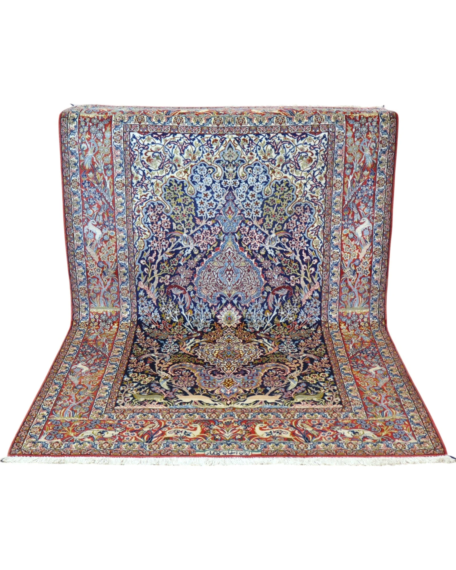 Isfahan Persian Rug 221 × 147 cm, Wool & Silk, hand-knotted