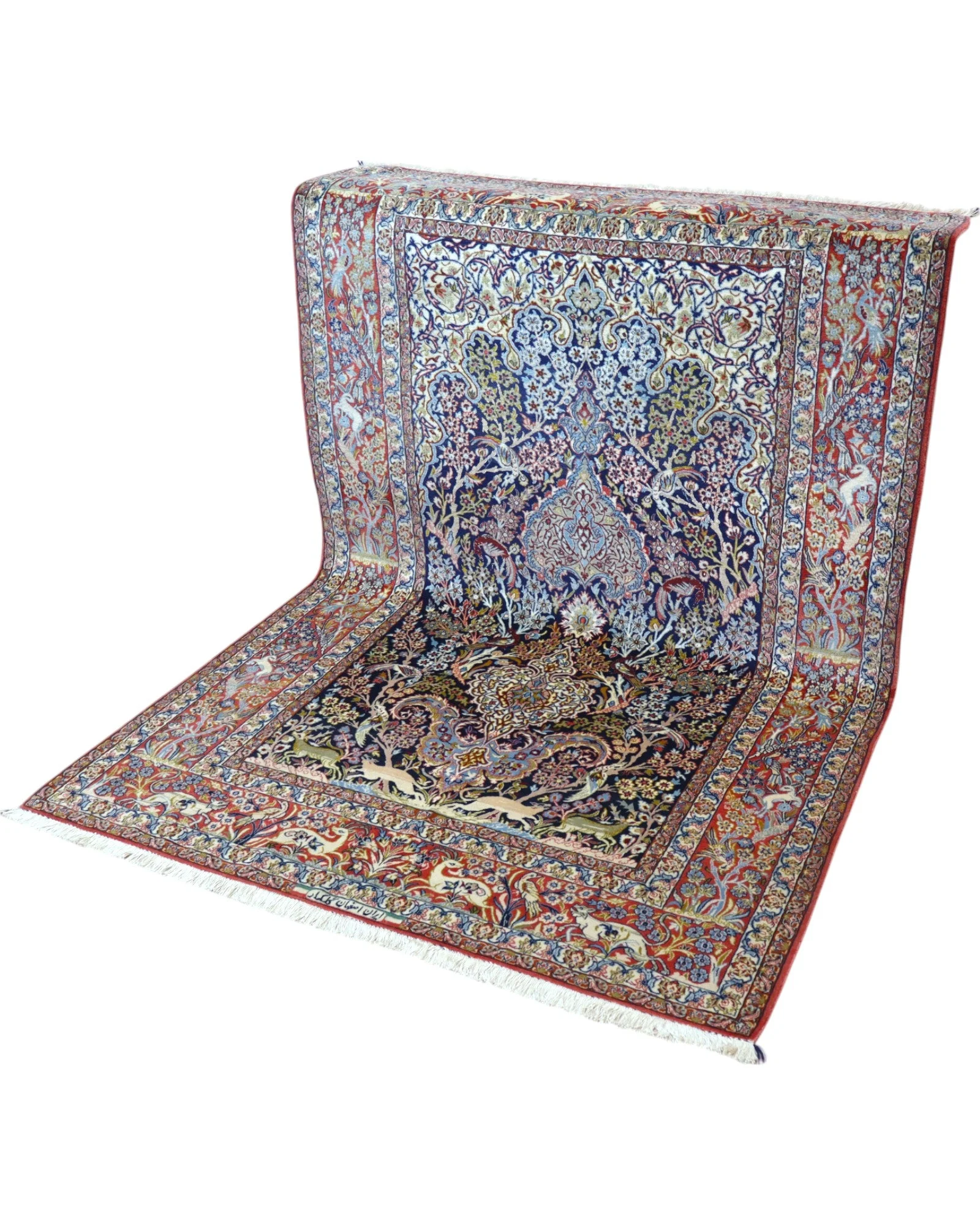 Isfahan Persian Rug 221 × 147 cm, Wool & Silk, hand-knotted