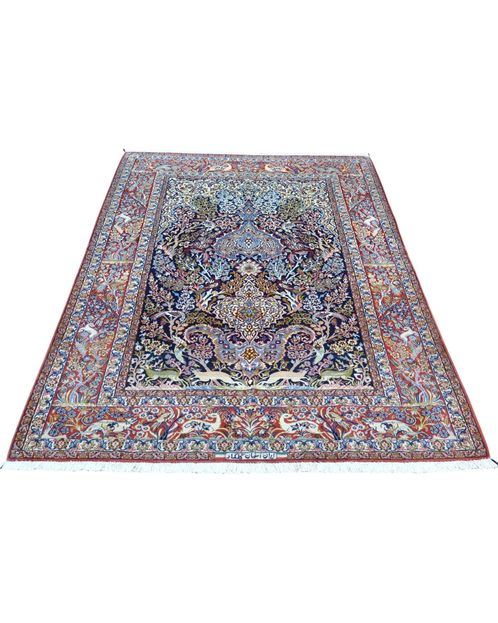 Isfahan Persian Rug 221 × 147 cm, Wool & Silk, hand-knotted