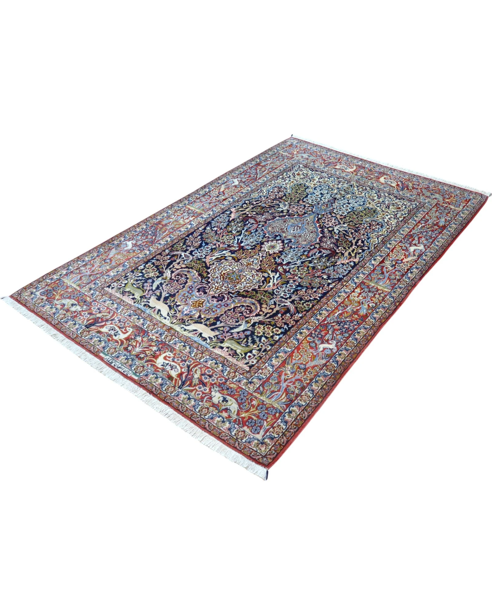 Isfahan Persian Rug 221 × 147 cm, Wool & Silk, hand-knotted