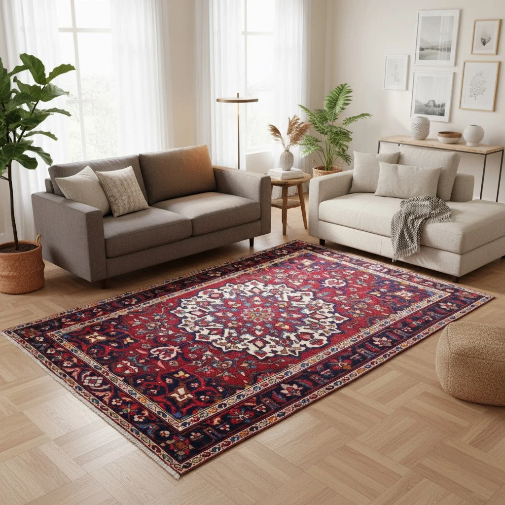 perserteppich-bakhtiari-214-x-149-cm-schurwolle-handgeknupft-9 Hand-Knotted Wool Bakhtiari Persian Rug, 214 × 149 cm