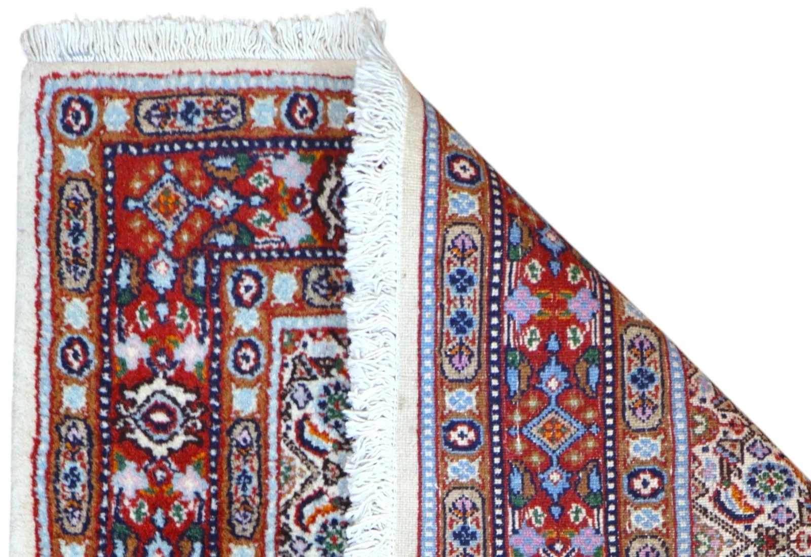 Hand-Knotted Wool Moud Persian Rug, 290 × 80 cm