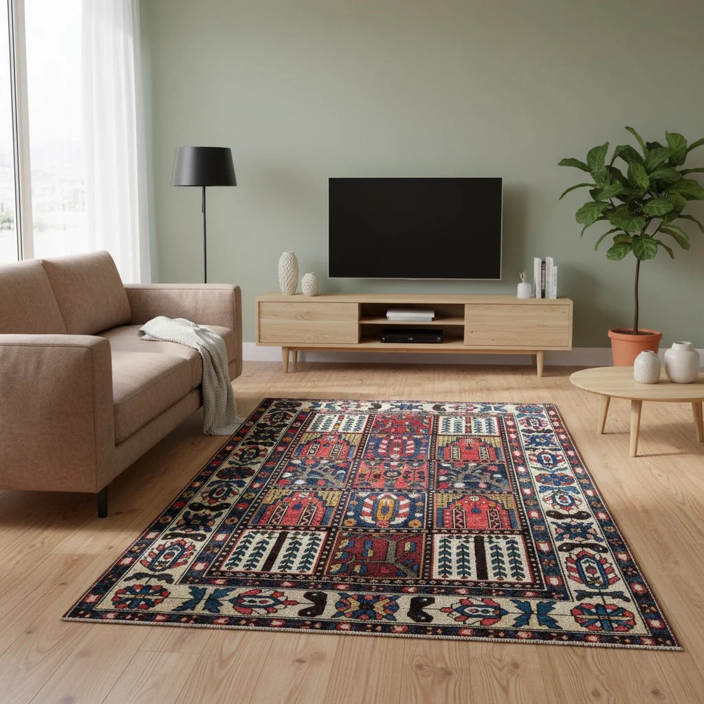 Bakhtiari Persian Rug 196 × 148 cm, Wool, hand-knotted