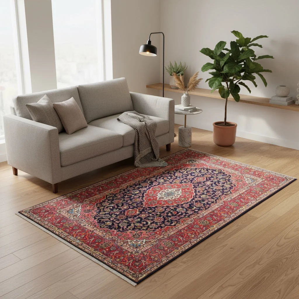 Kashan Persian Rug 225 × 142 cm, Wool & Silk, hand-knotted