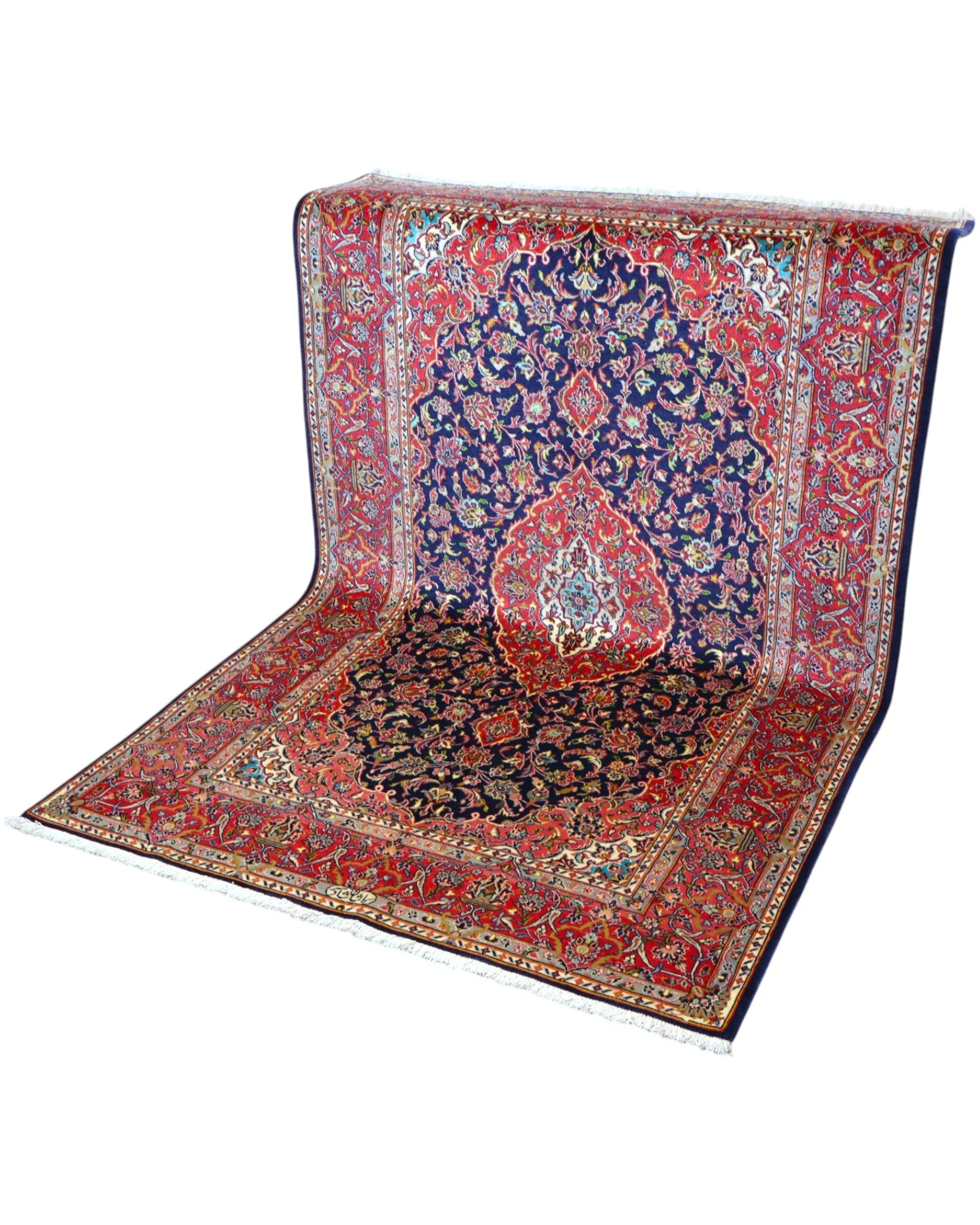 Kashan Persian Rug 225 × 142 cm, Wool & Silk, hand-knotted