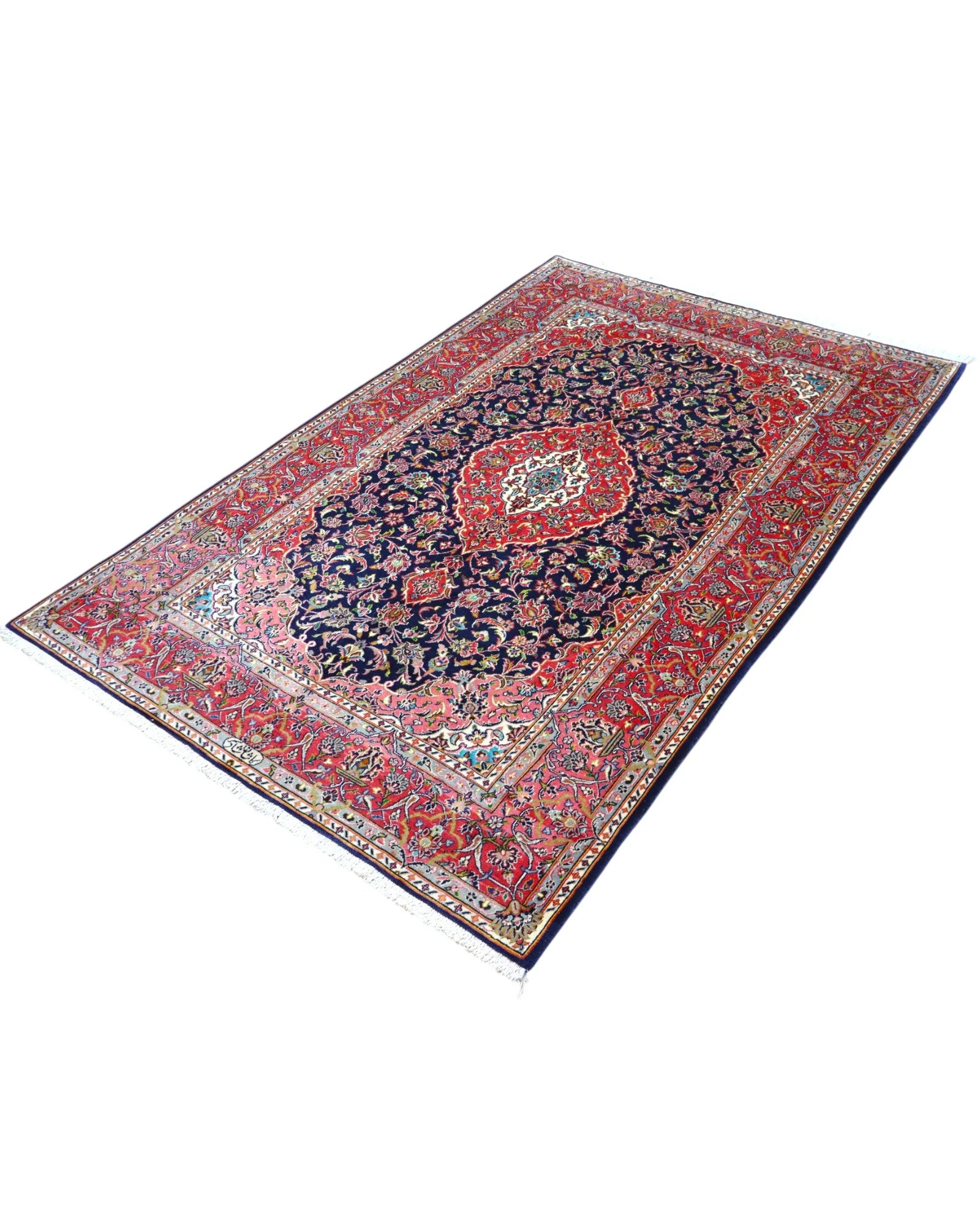 Kashan Persian Rug 225 × 142 cm, Wool & Silk, hand-knotted