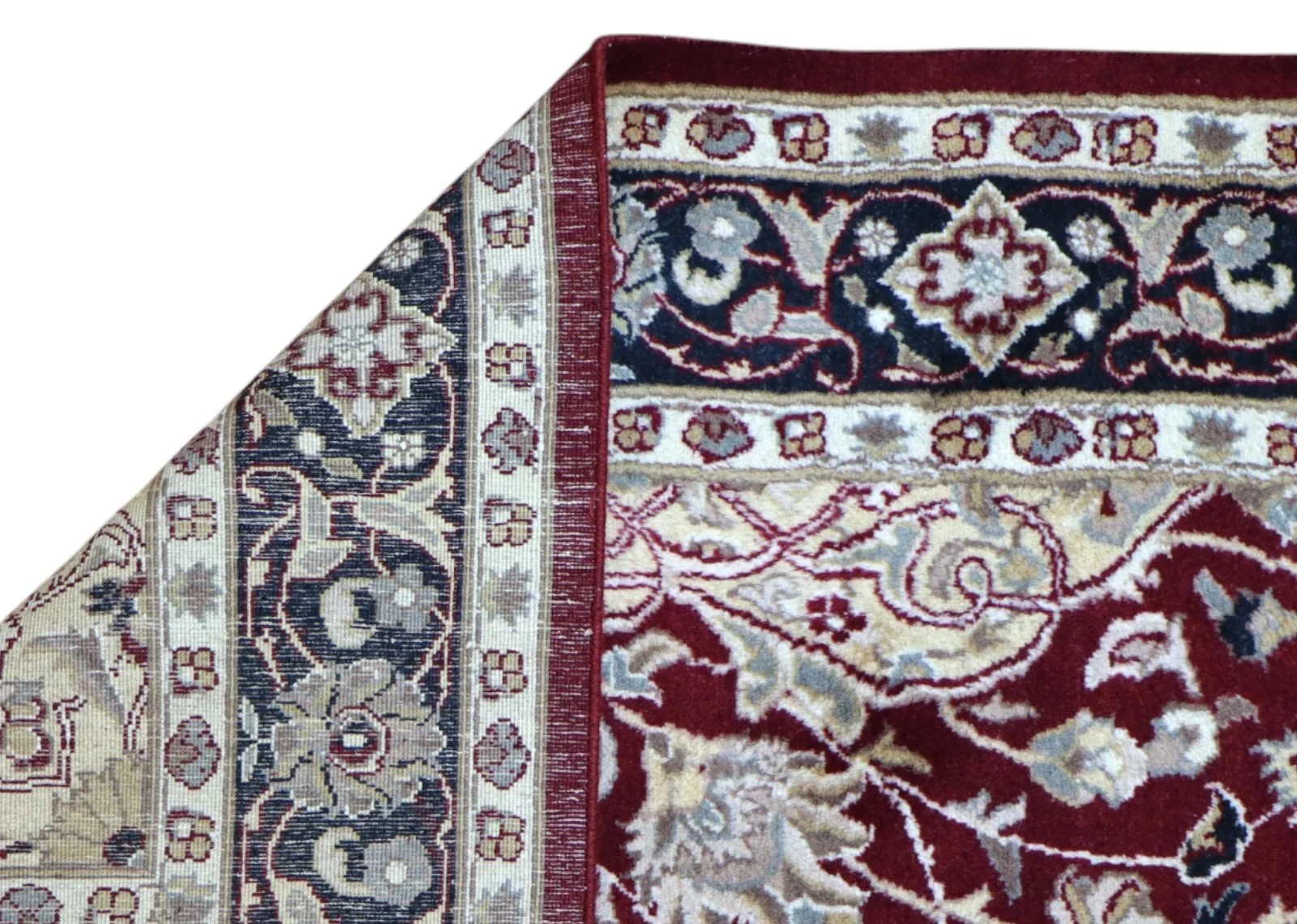 orientteppich-kashmir-220-x-140-cm-schurwolle-handgeknupft-floral-rueckseite Kashmir Indian Rug 220 × 140 cm, Wool, hand-knotted
