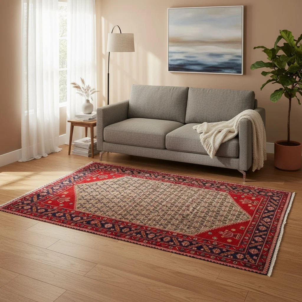 Senneh Persian Rug 215 × 145 cm, Wool, hand-knotted