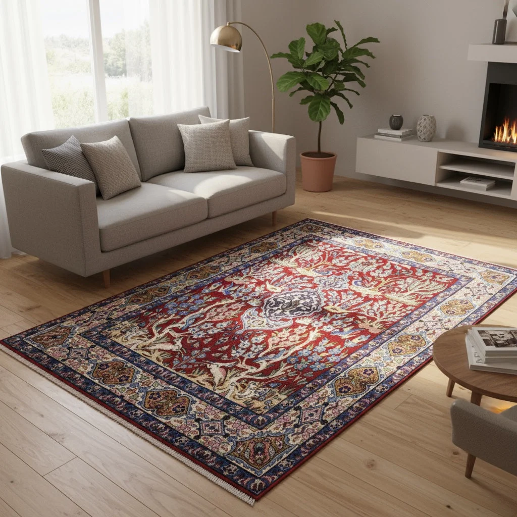 Hand-Knotted Wool Isfahan Persian Rug, 225 × 155 cm
