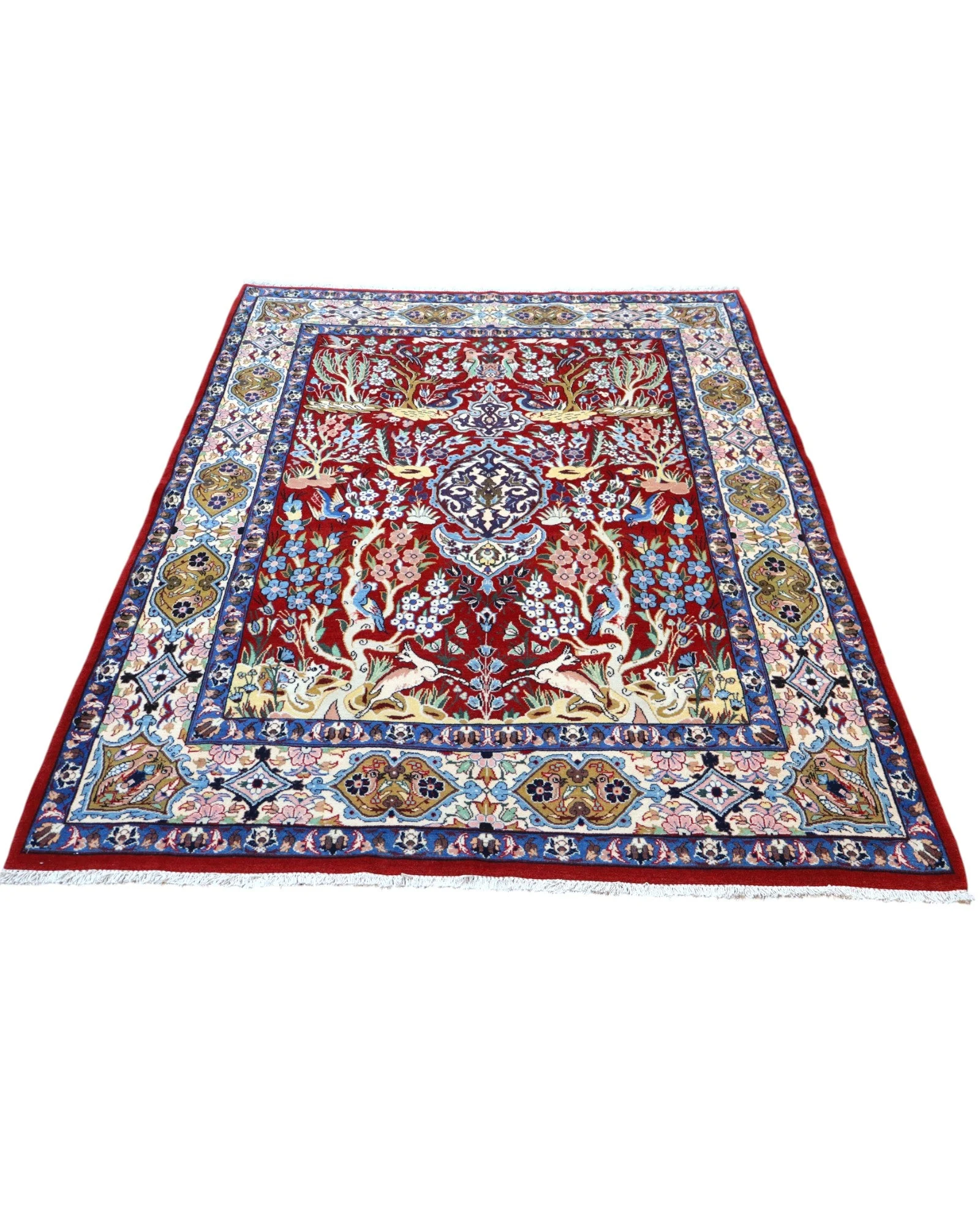 Hand-Knotted Wool Isfahan Persian Rug, 225 × 155 cm