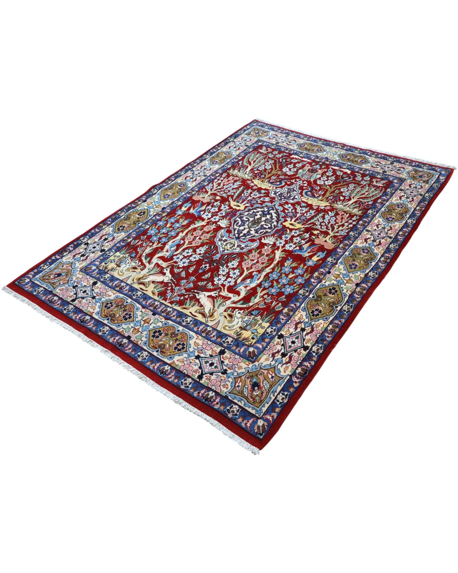 Hand-Knotted Wool Isfahan Persian Rug, 225 × 155 cm